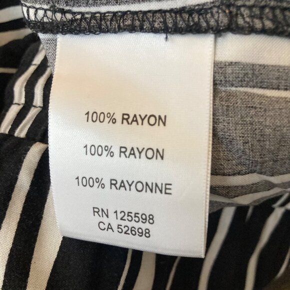 Womens Ellen Tracy Striped Wide Leg Pants Pull On Elastic Waist Black White L Dr - Picture 7 of 8